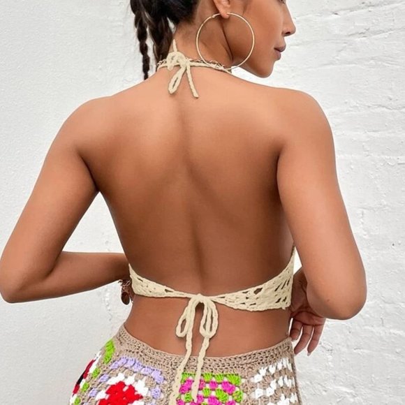 Backless Crochet Halter Knit Backless Top - Picture 6 of 6